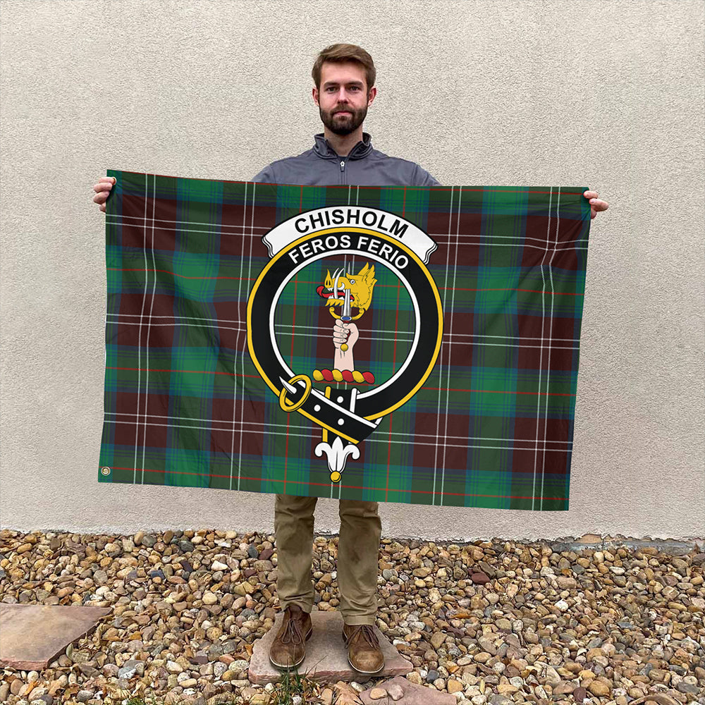 Chisholm Hunting Ancient Tartan Classic Crest House Flag