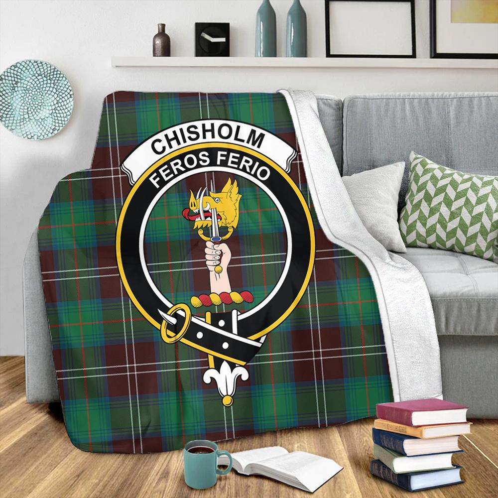 Chisholm Hunting Ancient Tartan Crest Premium Blanket