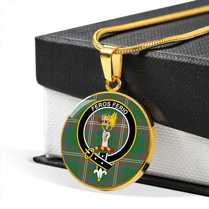 Chisholm Hunting Ancient Tartan Crest Circle Necklace