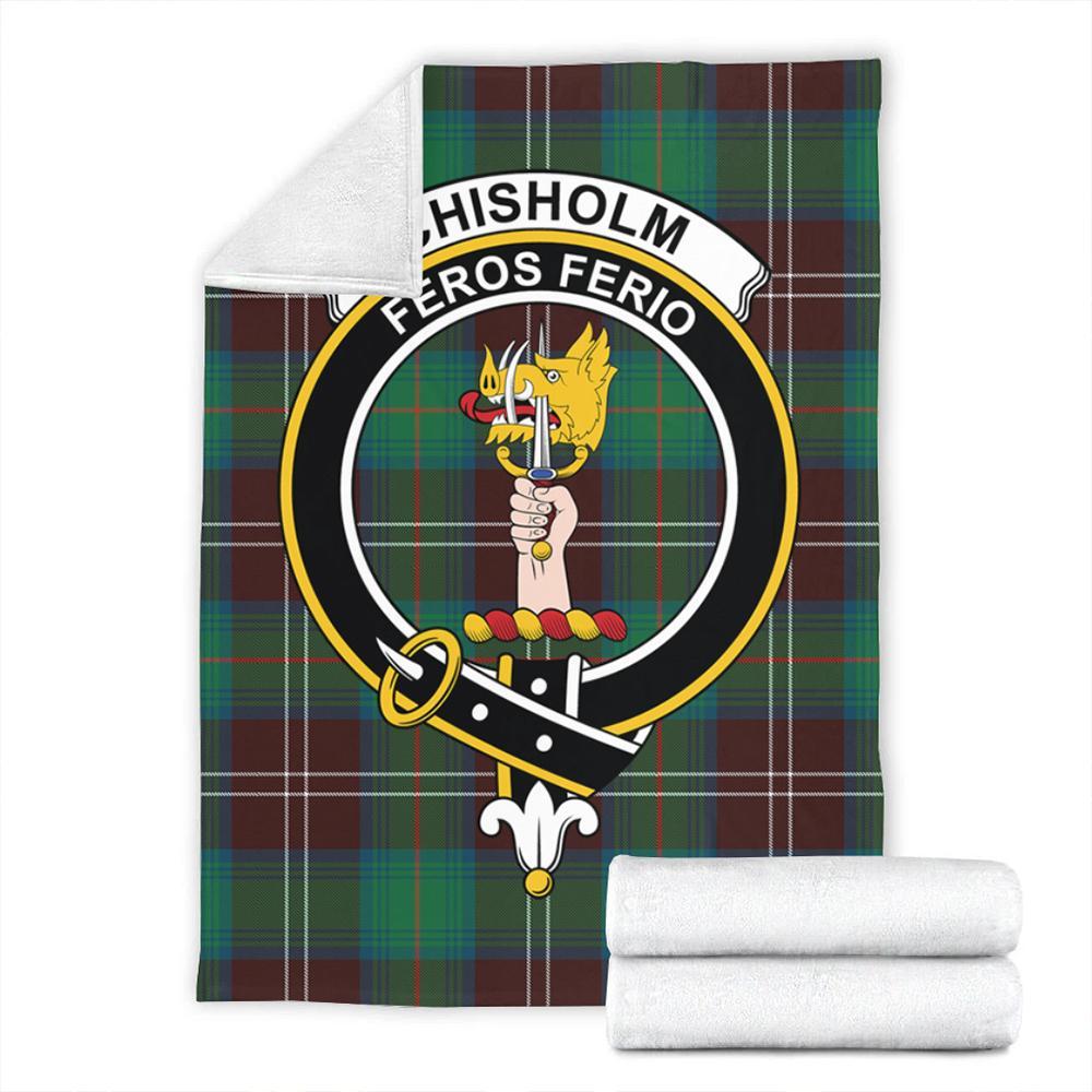 Chisholm Hunting Ancient Tartan Crest Premium Blanket