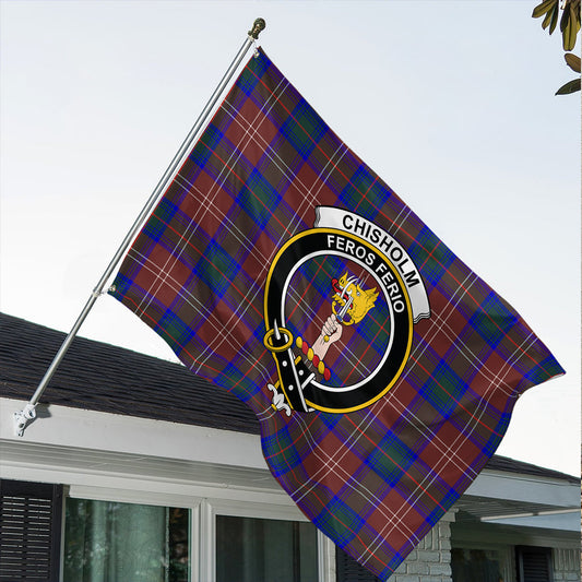 Chisholm Hunting Modern Tartan Classic Crest House Flag