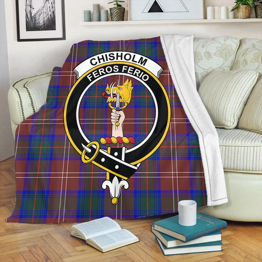 Chisholm Hunting Modern Tartan Crest Premium Blanket