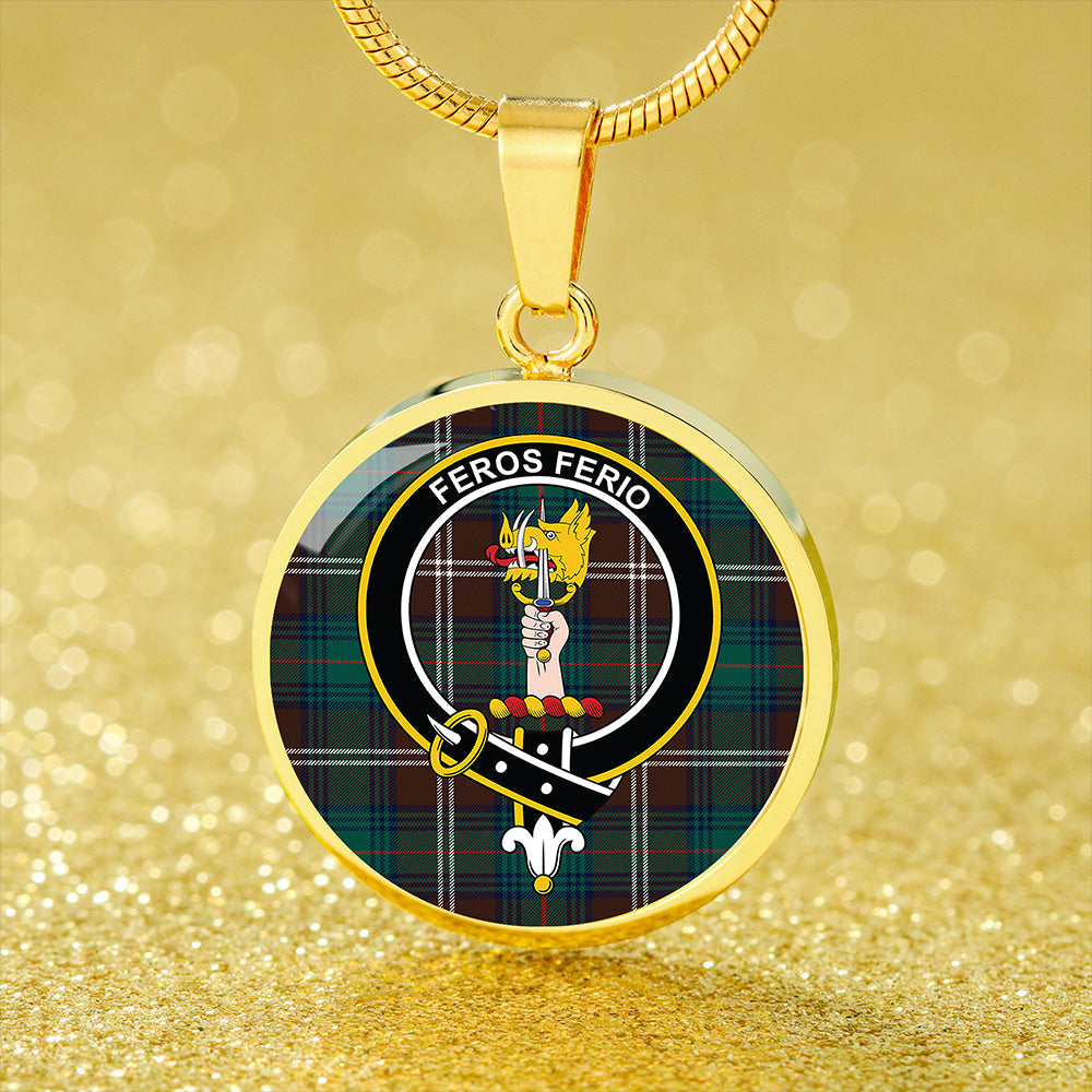 Chisholm Hunting Modern Tartan Crest Circle Necklace