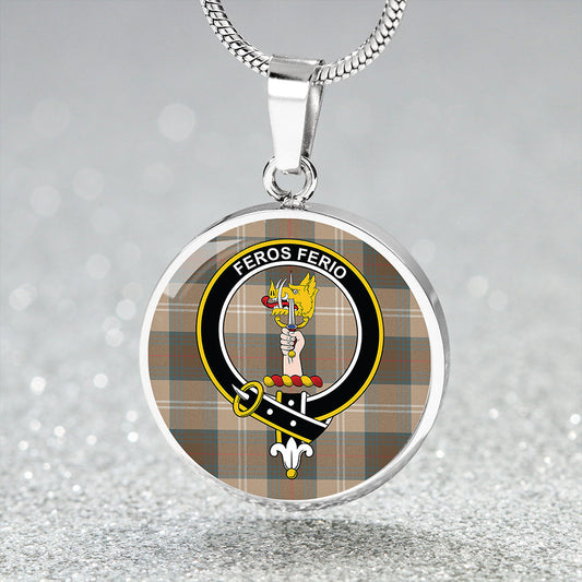 Chisholm Hunting Weathered Tartan Crest Circle Necklace