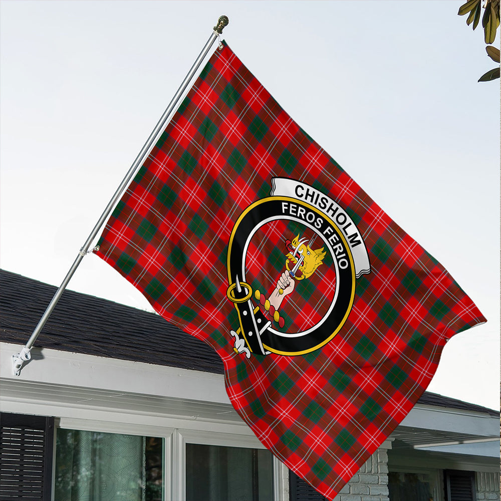 Chisholm Modern Tartan Classic Crest House Flag