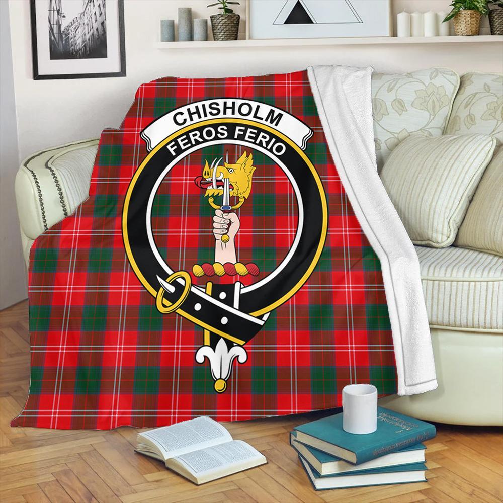 Chisholm Modern Tartan Crest Premium Blanket