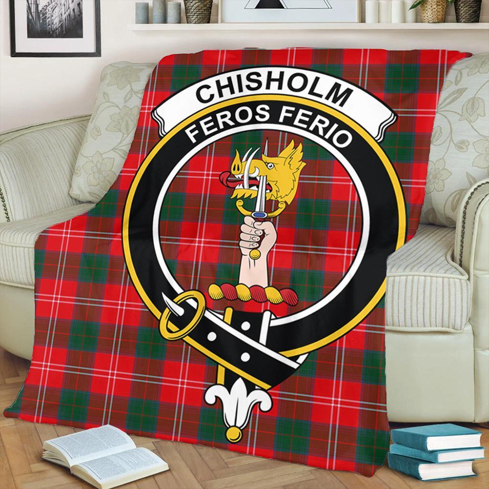 Chisholm Modern Tartan Crest Premium Blanket