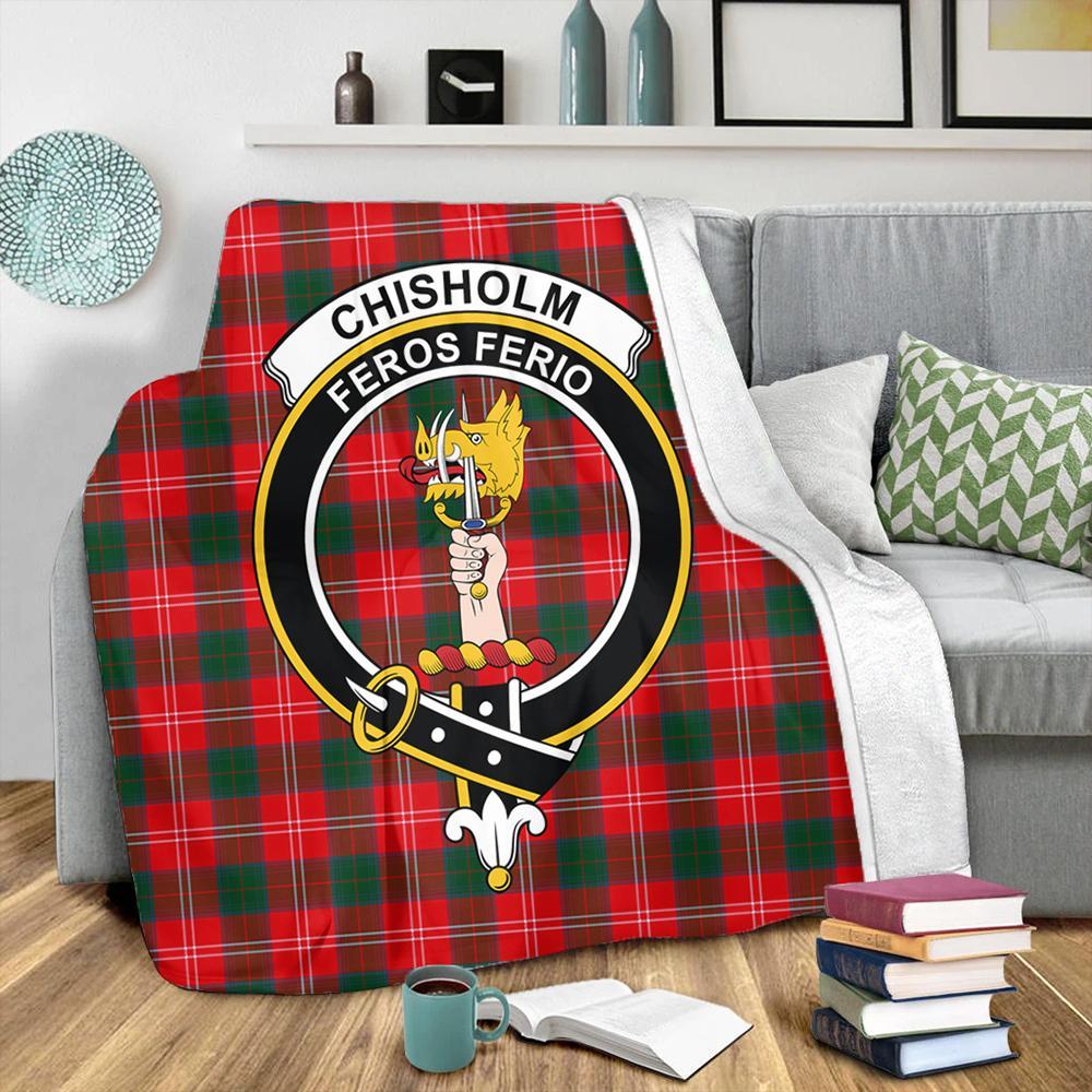 Chisholm Modern Tartan Crest Premium Blanket