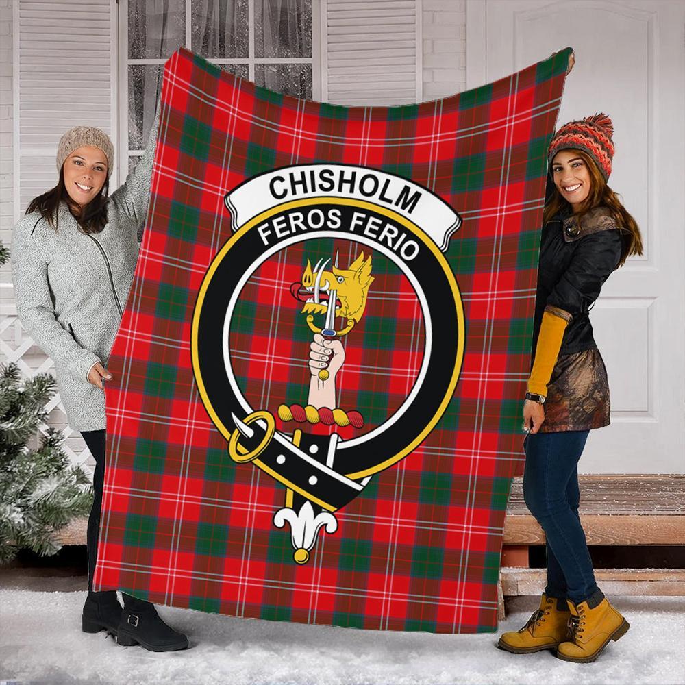 Chisholm Modern Tartan Crest Premium Blanket