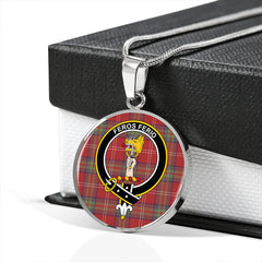 Chisholm of Strathglass Weathered Tartan Crest Circle Necklace