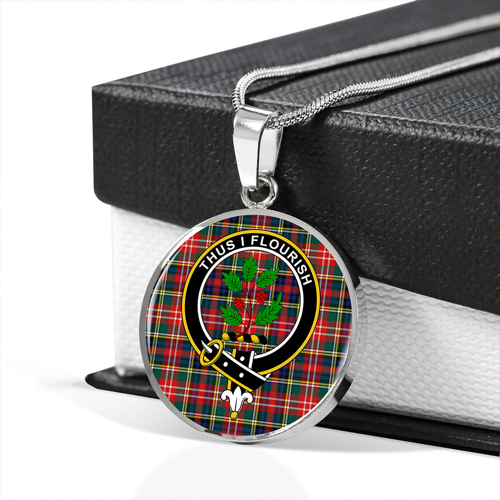 Christie Modern Tartan Crest Circle Necklace