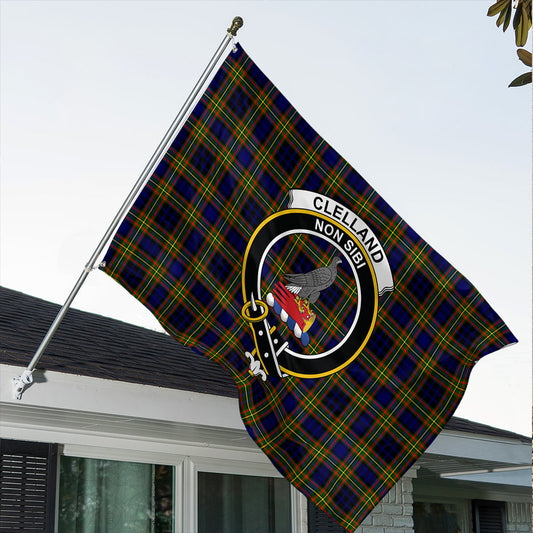 Clelland Modern Tartan Classic Crest House Flag