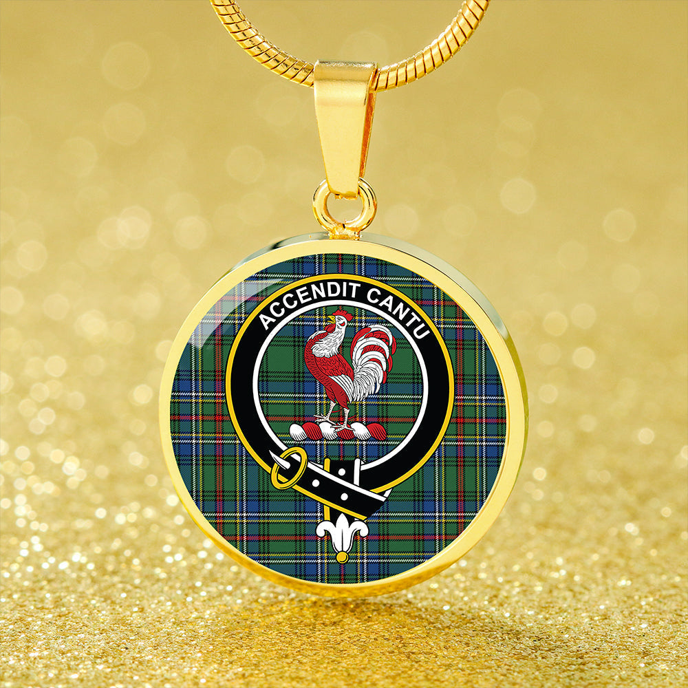 Cockburn (Coburn) Modern Tartan Crest Circle Necklace