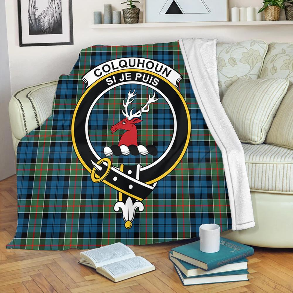 Colquhoun Ancient Tartan Crest Premium Blanket