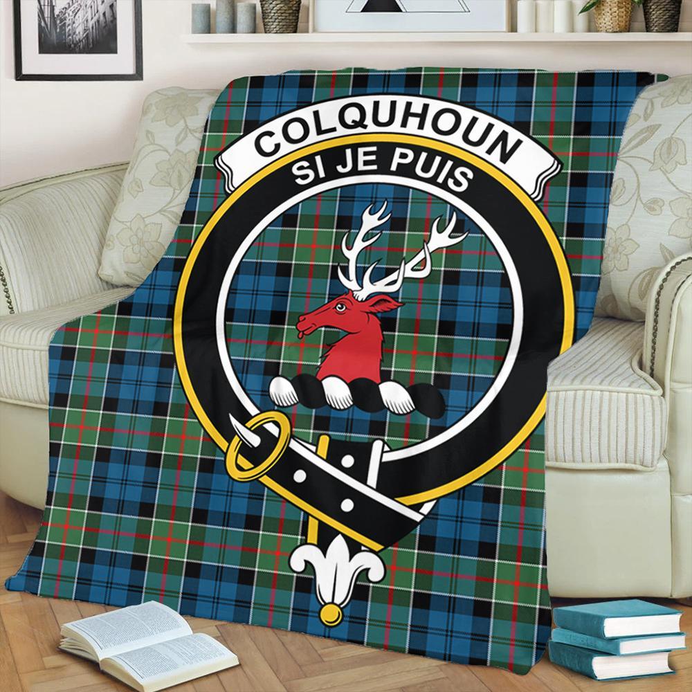 Colquhoun Ancient Tartan Crest Premium Blanket