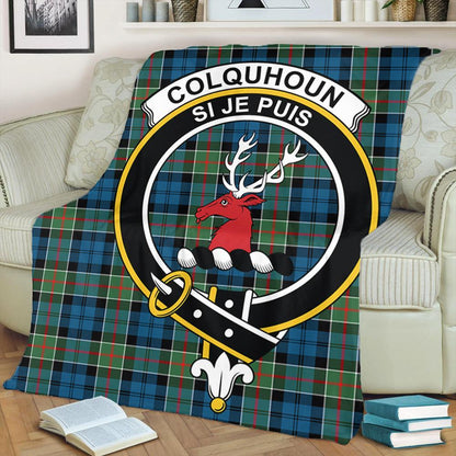 Colquhoun Ancient Tartan Crest Premium Blanket