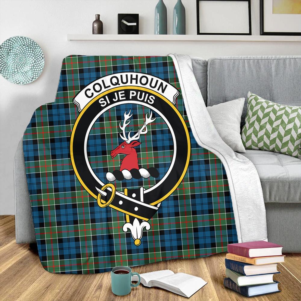 Colquhoun Ancient Tartan Crest Premium Blanket