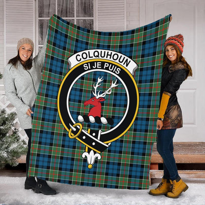 Colquhoun Ancient Tartan Crest Premium Blanket