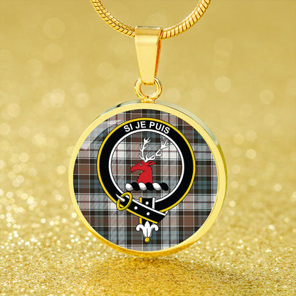 Colquhoun Dress Weathered Tartan Crest Circle Necklace