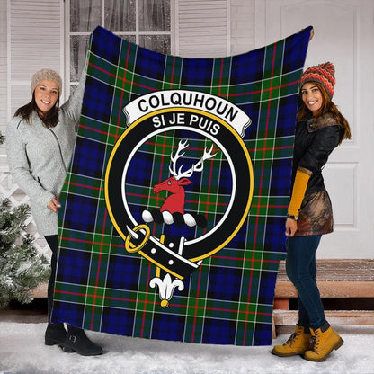 Colquhoun Modern Tartan Crest Premium Blanket