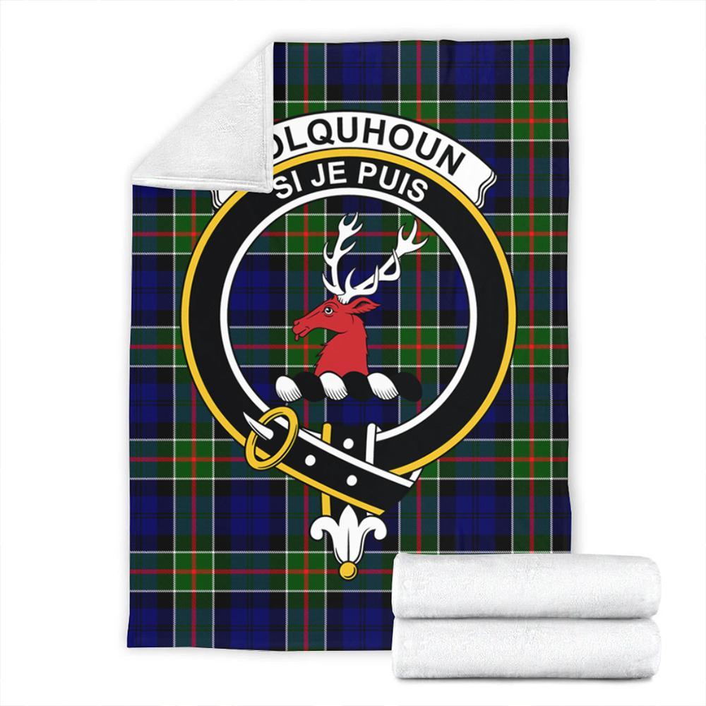 Colquhoun Modern Tartan Crest Premium Blanket