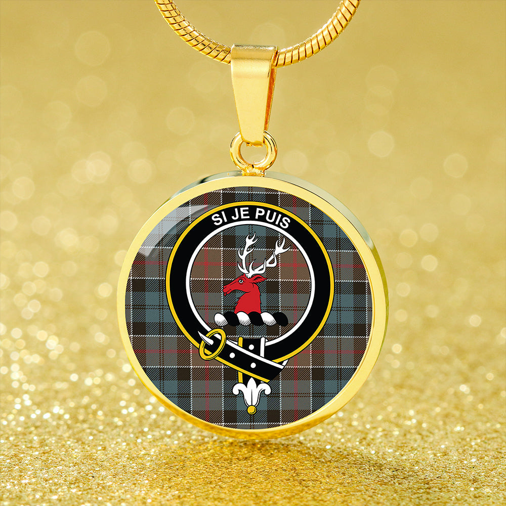 Colquhoun Weathered Tartan Crest Circle Necklace