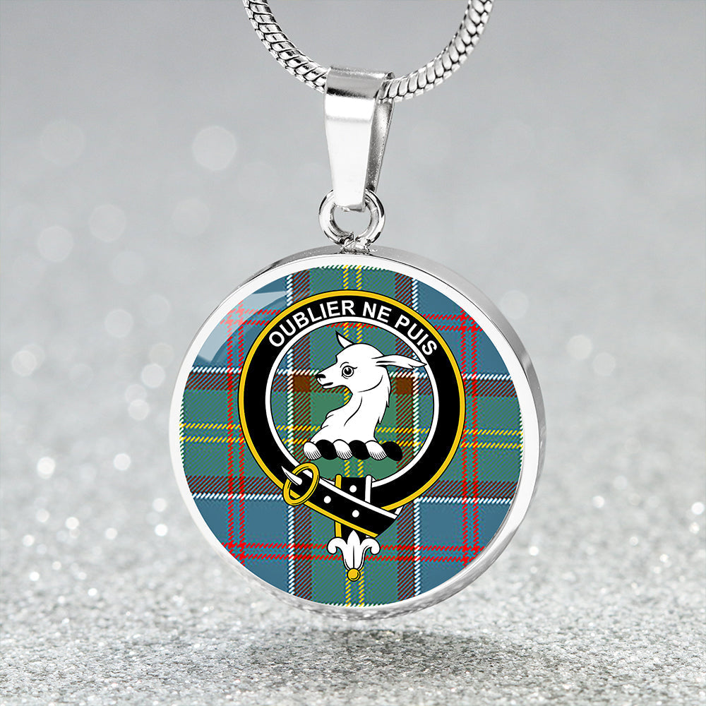 Colville District Tartan Crest Circle Necklace