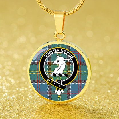 Colville District Tartan Crest Circle Necklace