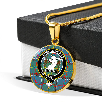 Colville District Tartan Crest Circle Necklace