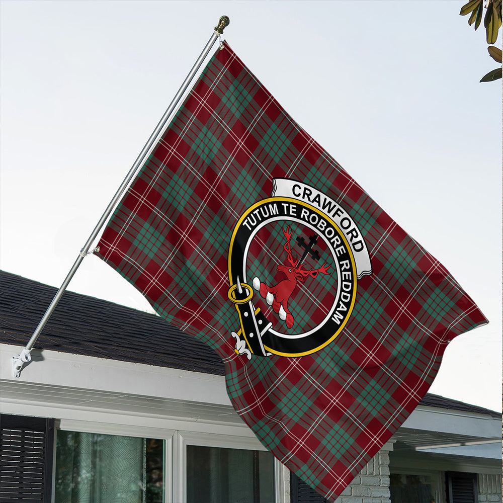 Crawford Modern Tartan Classic Crest House Flag