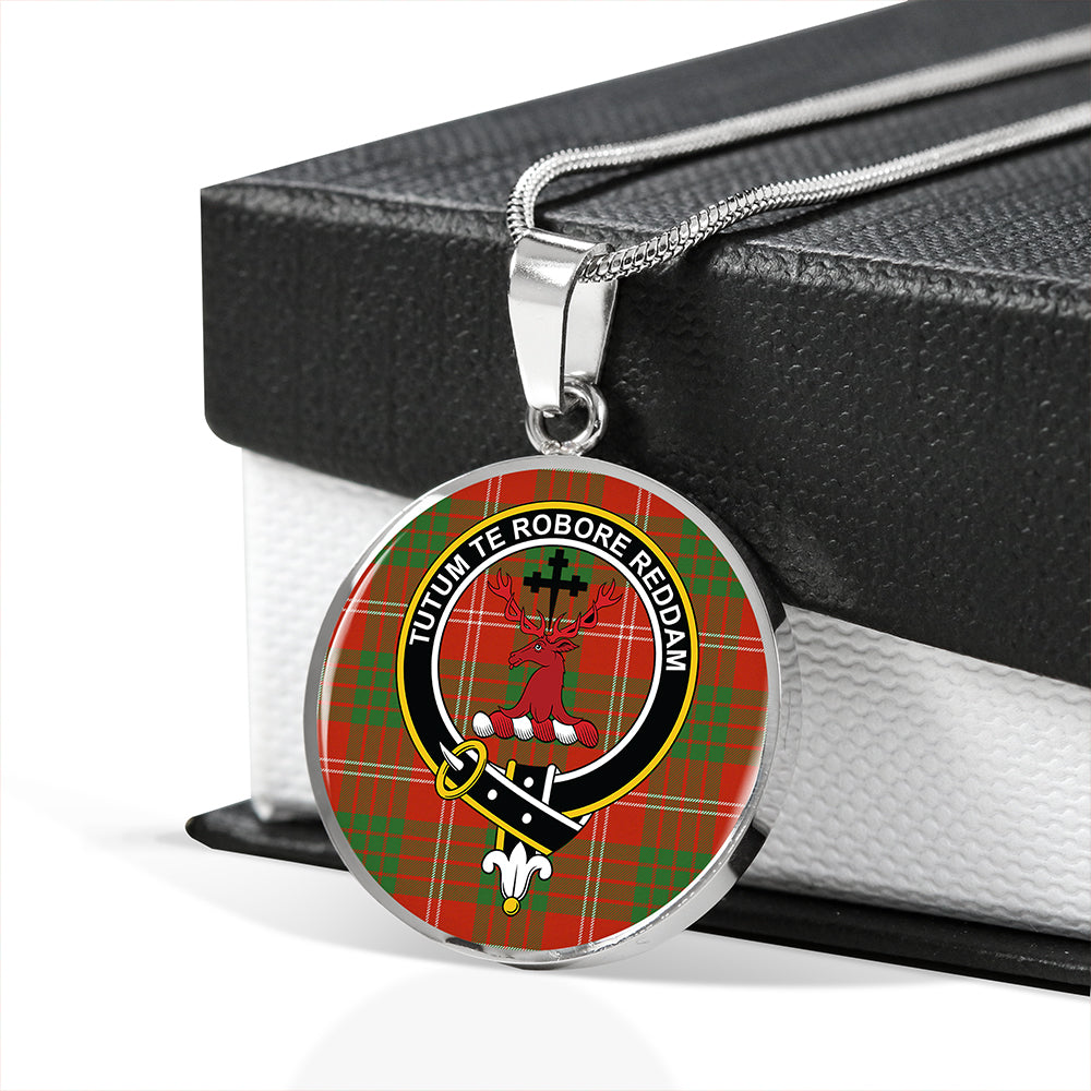 Crawford Red Ancient Tartan Crest Circle Necklace