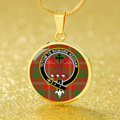 Crawford Red Ancient Tartan Crest Circle Necklace