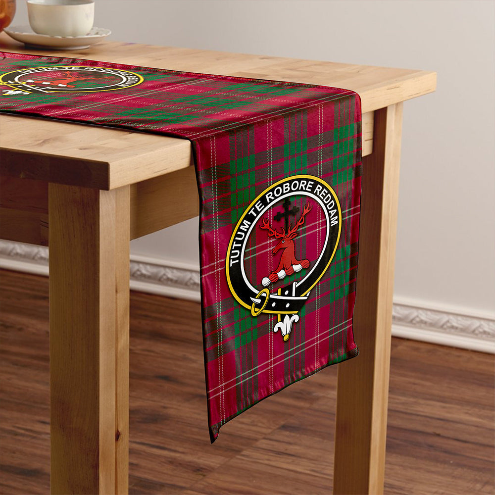 Crawford Red Modern Tartan Crest Table Runner