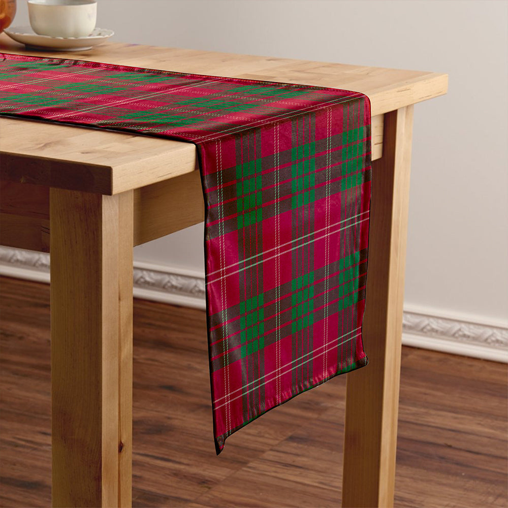 Crawford Red Modern Tartan Crest Table Runner