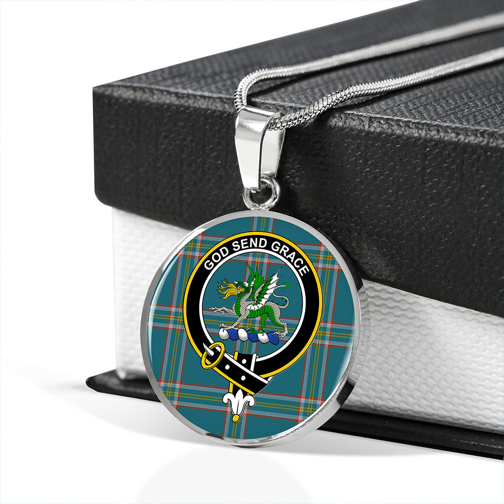 Crichton (Creighton) Ancient Tartan Crest Circle Necklace
