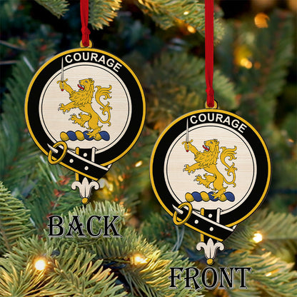 Cumming Tartan Crest Wood Acrylic Ornament