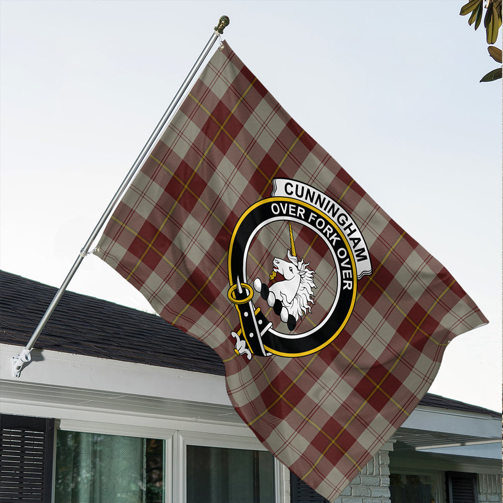 Cunningham Burgundy Dancers Tartan Classic Crest House Flag