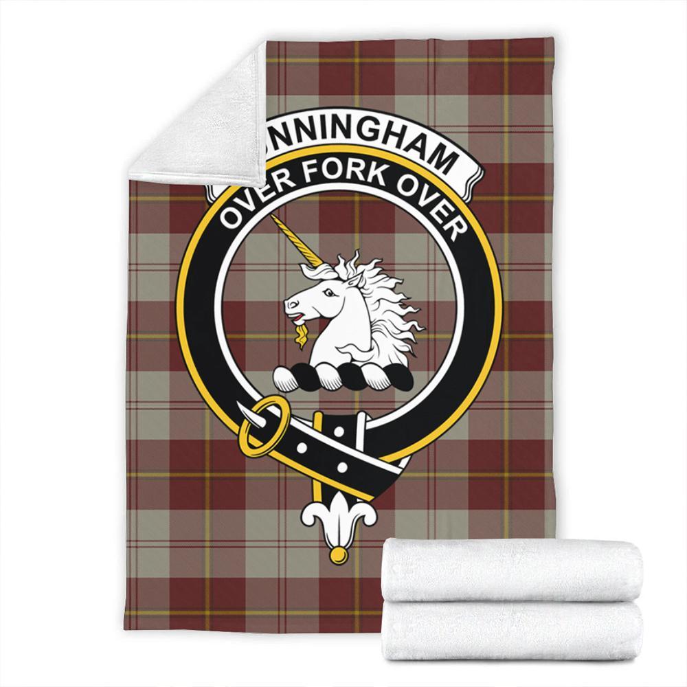 Cunningham Burgundy Dancers Tartan Crest Premium Blanket