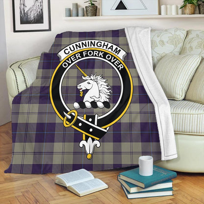 Cunningham Dress Blue Dancers Tartan Crest Premium Blanket