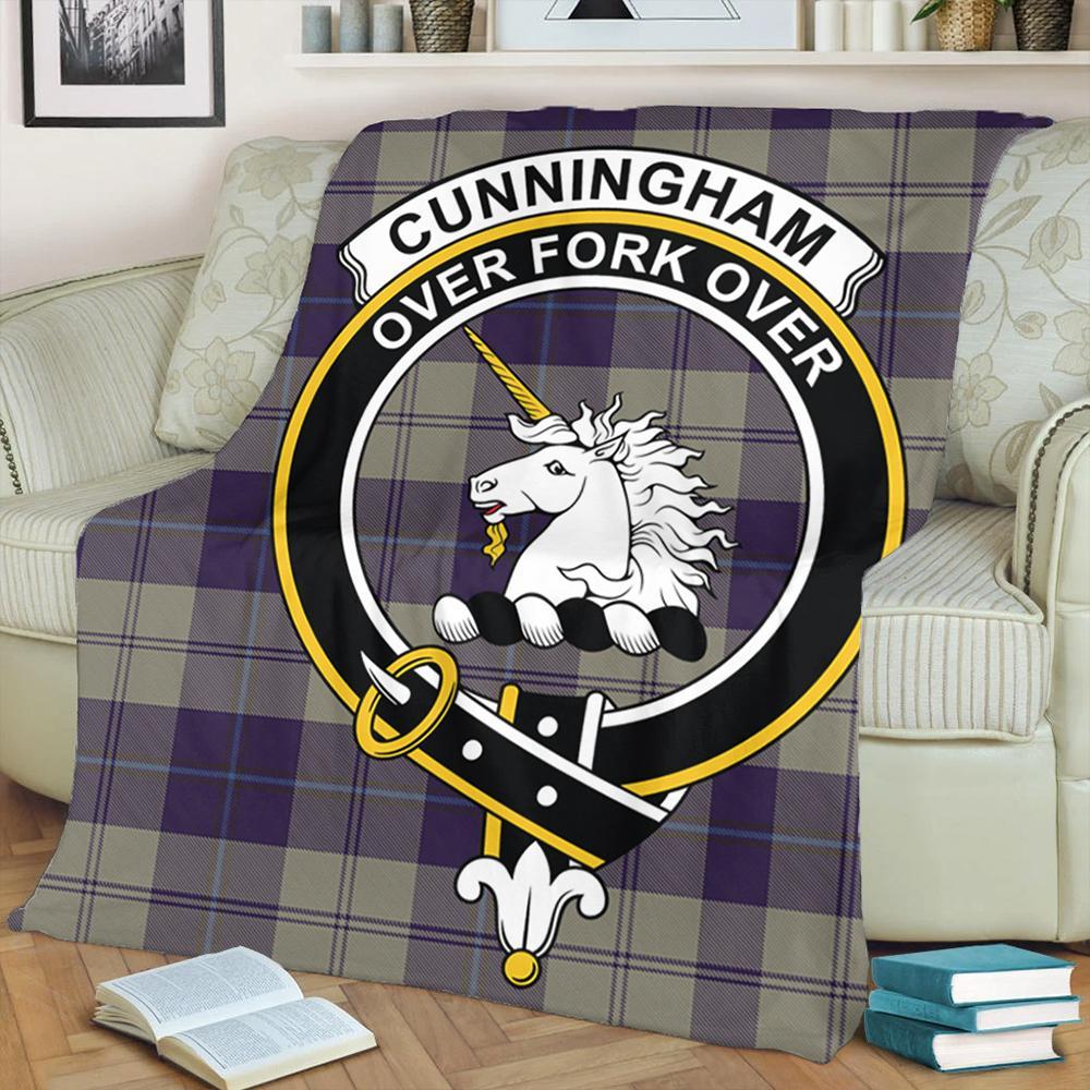 Cunningham Dress Blue Dancers Tartan Crest Premium Blanket