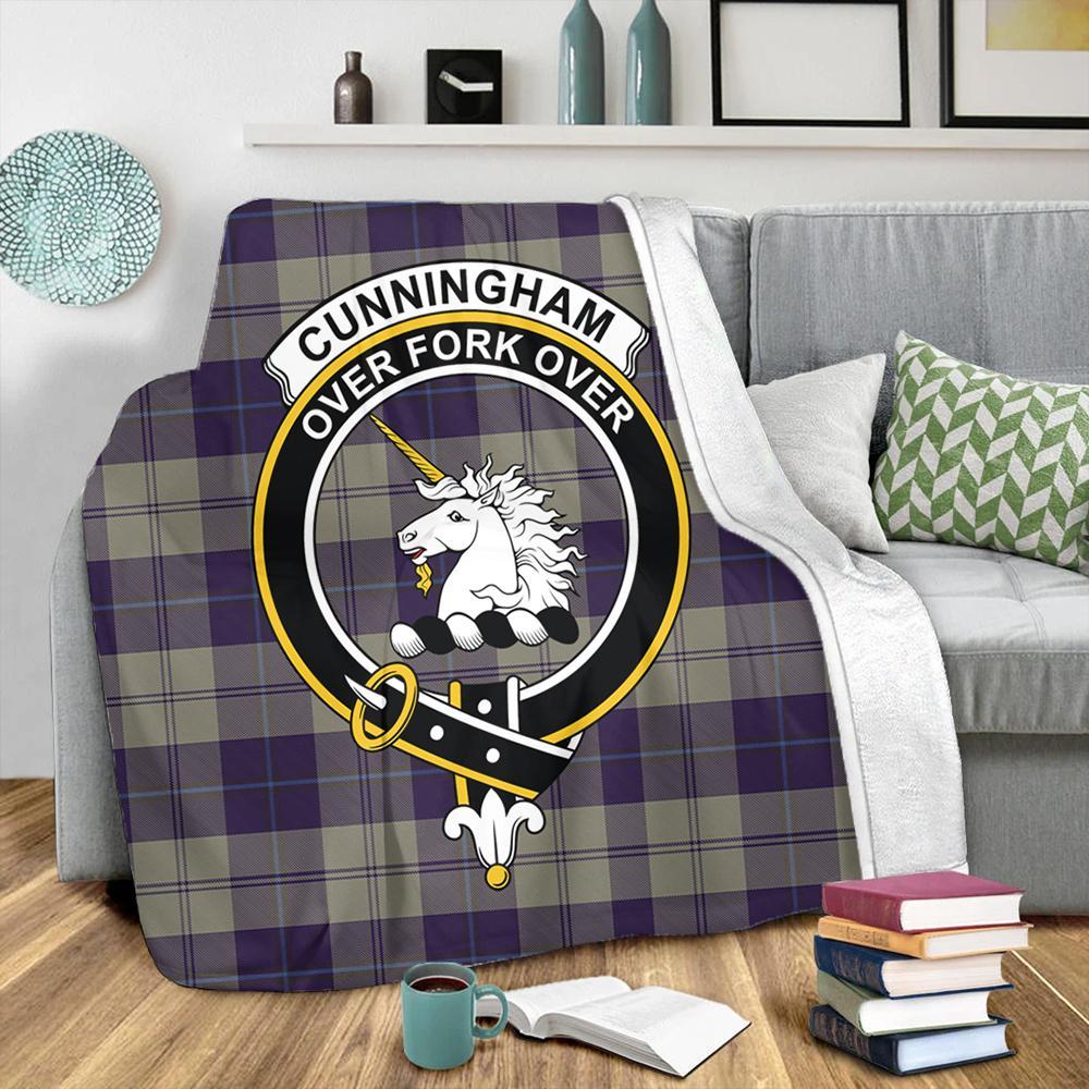 Cunningham Dress Blue Dancers Tartan Crest Premium Blanket