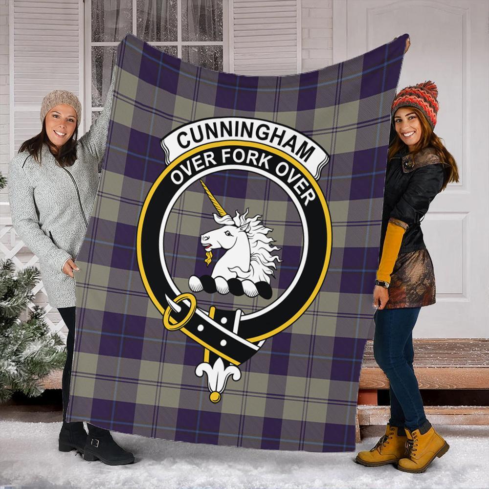 Cunningham Dress Blue Dancers Tartan Crest Premium Blanket