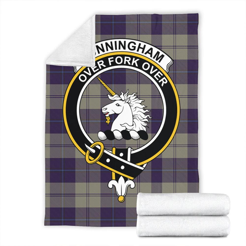 Cunningham Dress Blue Dancers Tartan Crest Premium Blanket