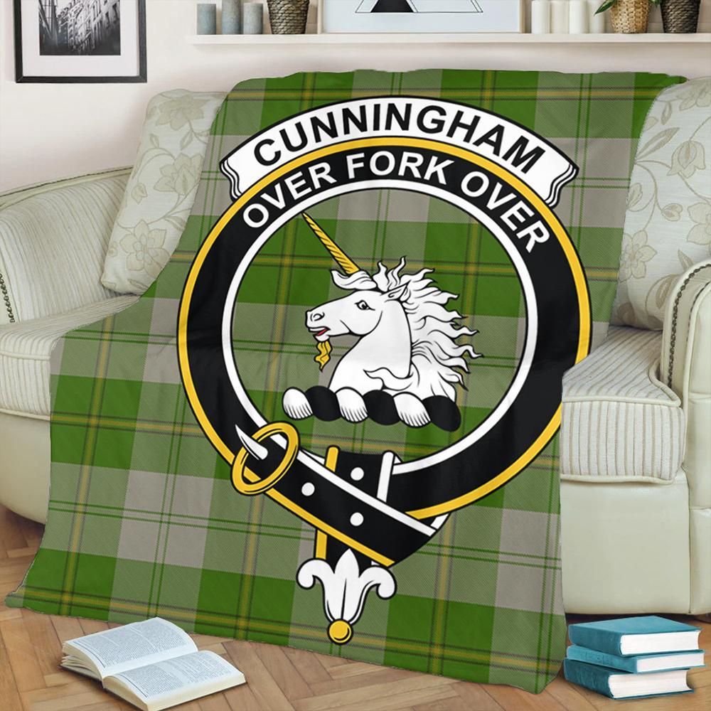 Cunningham Dress Green Dancers Tartan Crest Premium Blanket