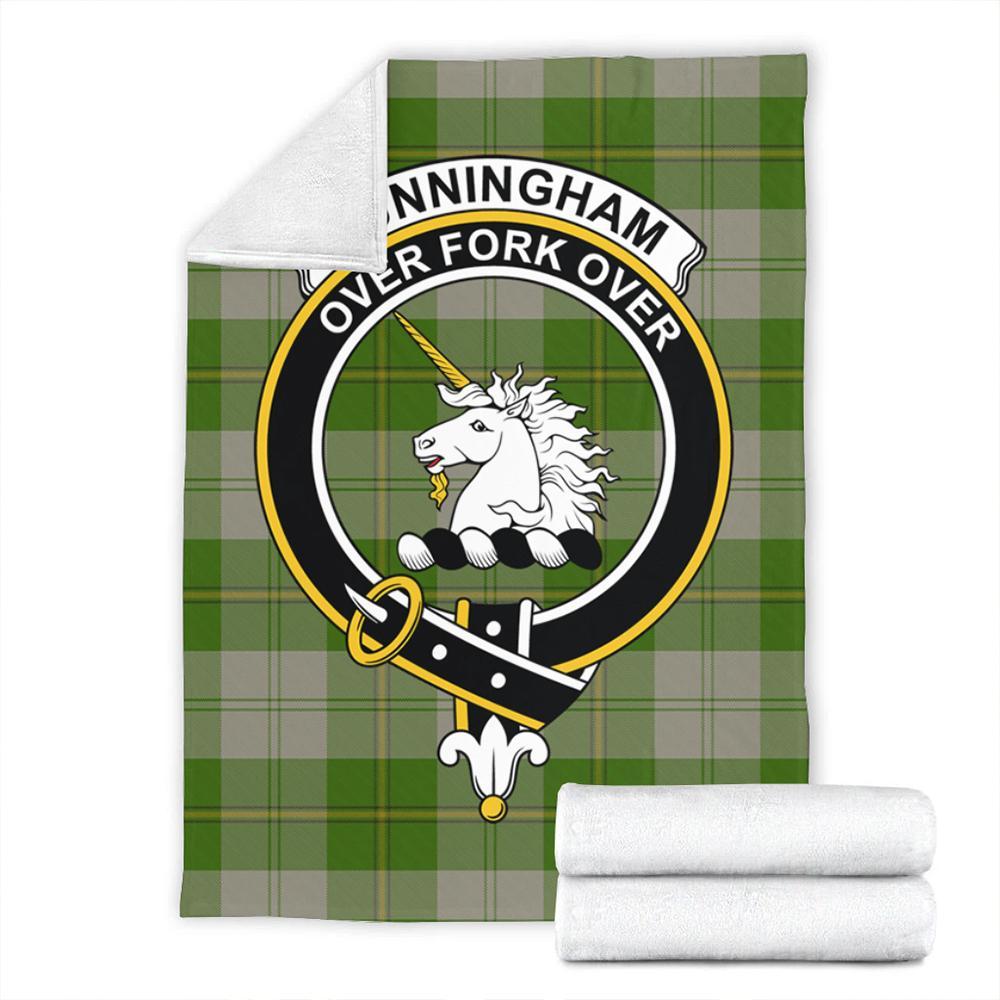 Cunningham Dress Green Dancers Tartan Crest Premium Blanket