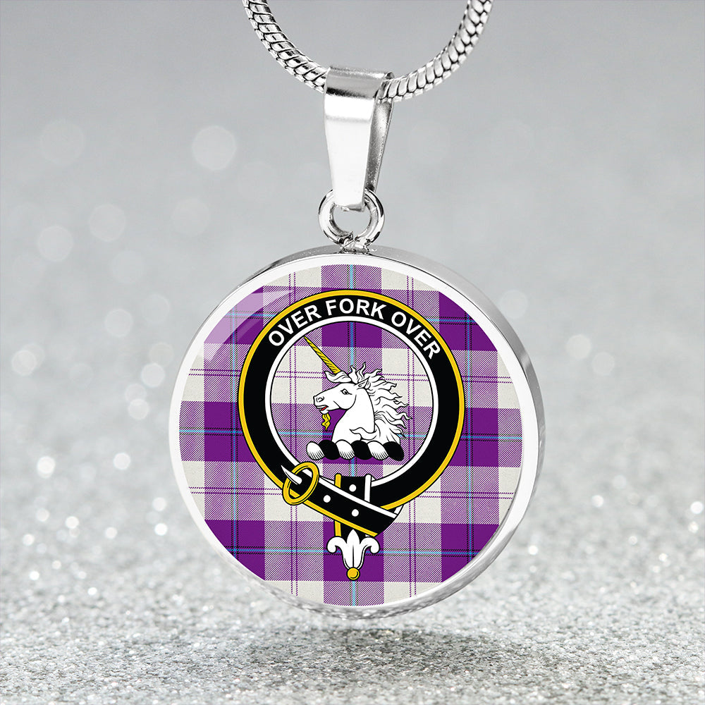 Cunningham Dress Purple Tartan Crest Circle Necklace