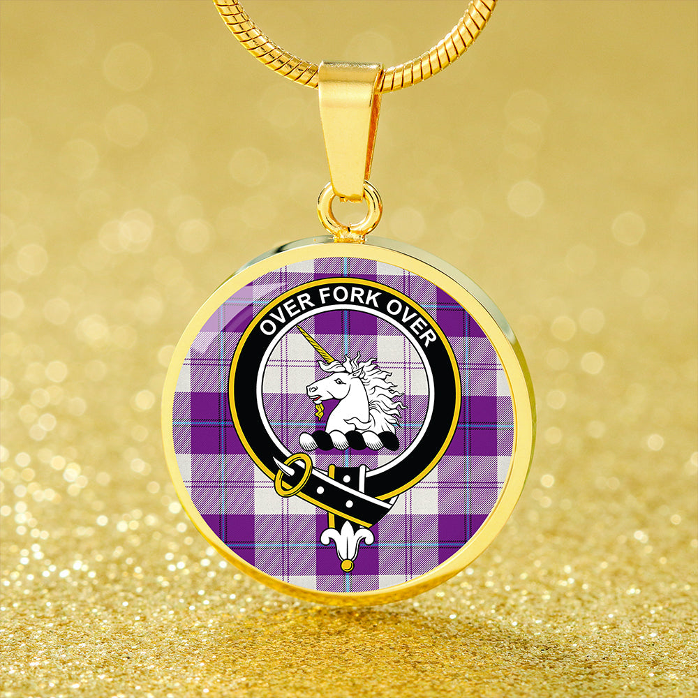 Cunningham Dress Purple Tartan Crest Circle Necklace