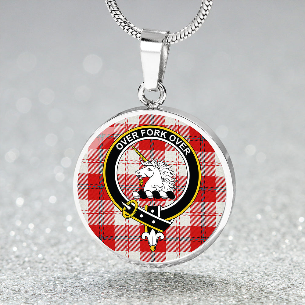 Cunningham Dress Red Tartan Crest Circle Necklace