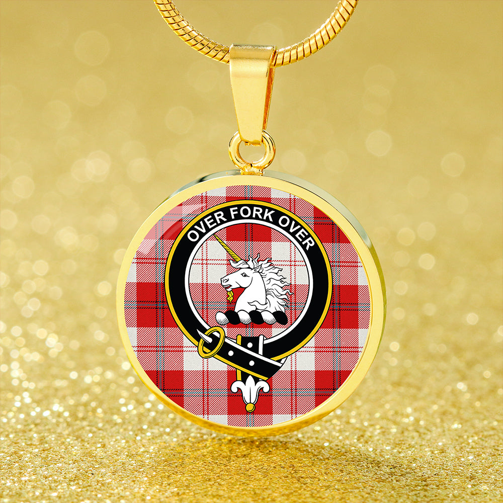 Cunningham Dress Red Tartan Crest Circle Necklace