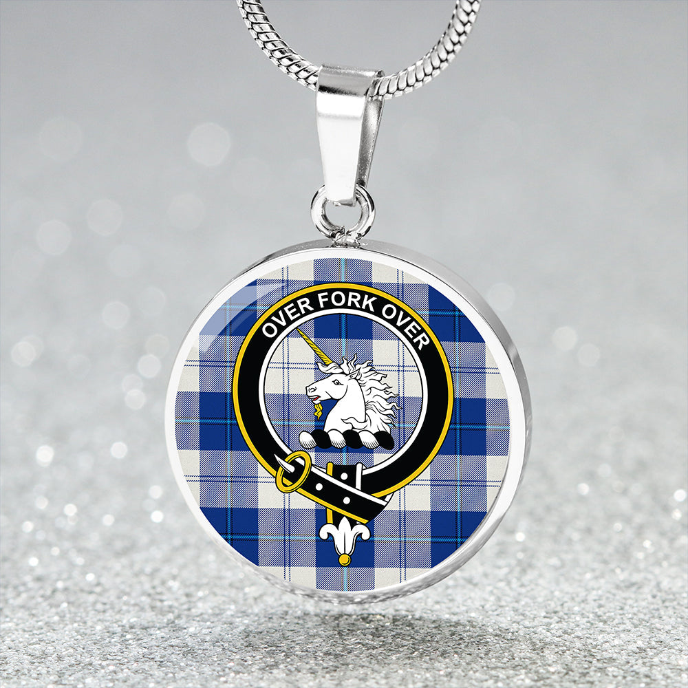 Cunningham Dress Royal Blue Tartan Crest Circle Necklace